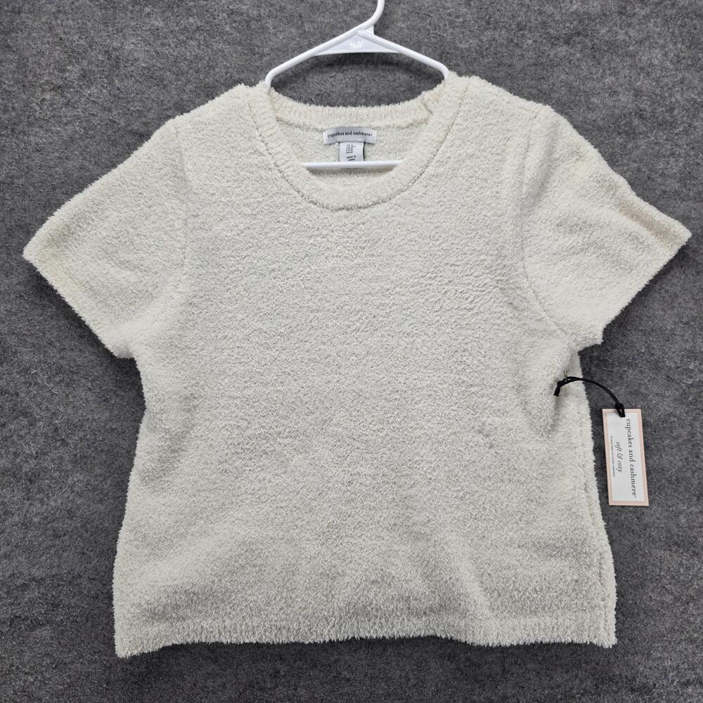 Cupcakes And Cashmere Sweater Womens Medium White Soft Cozy Knit Crewneck